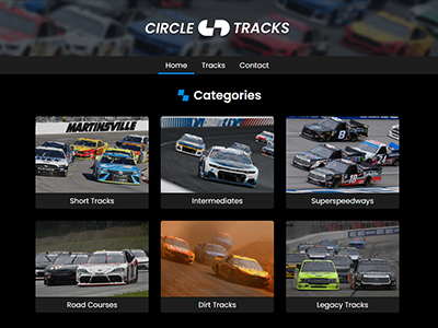 circle tracks home page screenshot