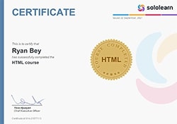 html certificate image